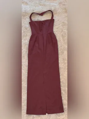 NEW HOUSE OF CB Mia Mulberry Twill Halter Maxi Dress sz XS thumbnail 9