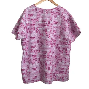 Cassandra O Scrubs Women Top 2X‎ Pink Medical Nurse Breast Cancer Awareness thumbnail 3