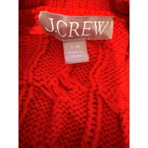 J.Crew Cable Knit Sweater Women's Small‎ Medium Red Cotton Side Slit Cozy thumbnail 3