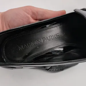 Marion Parke Black Patent Leather Square Pointed Toe Penny Loafer Women 39 Italy thumbnail 9