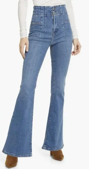 Free People We The Free Jayde Flare Jeans Night Sky size 30 Y2K dramatic flare thumbnail 1