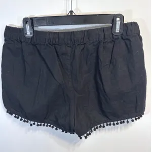 J.Crew Black Linen Cotton Pom Pom Trim Shorts Womens Small Coastal Beachy Preppy thumbnail 5