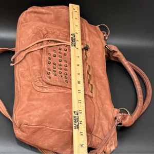 MONI MONI Cinzia Moniaci Brown Italian Leather Studded Splendor Tote Satchel Bag thumbnail 9