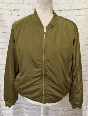 Old Navy Olive Green Zip Up Bomber Jacket Size Large thumbnail 1