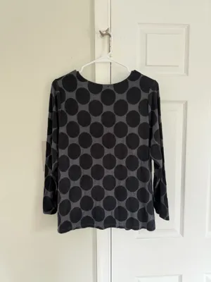 Habitat Top Womens Large Gray Polka Dot 3/4 Sleeve Knit Artsy Art To Wear FLAW thumbnail 6