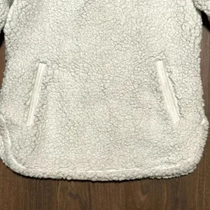 COZY SHERPA Quarter Zip White Pullover Sweater Jacket High Collar Soft Sz Small thumbnail 4