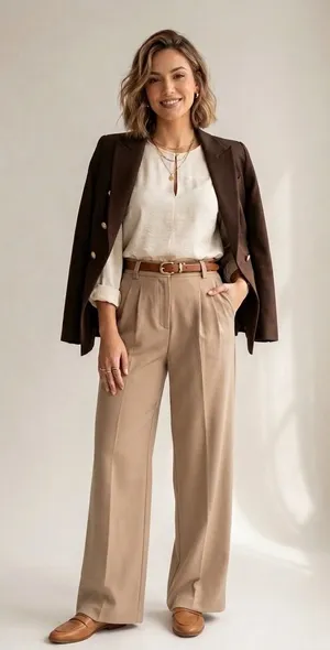 Favorite Daughter The Favorite Pant Pleated Wide Leg High Waist Beige Trouser 2 thumbnail 1