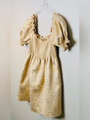 Hill House Athena Nap Gold Brocade Babydoll Mini Dress thumbnail 7