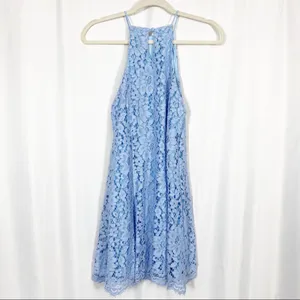 NBD x Revolve Bria Lace Halter Mini Dress: Periwinkle Blue thumbnail 5