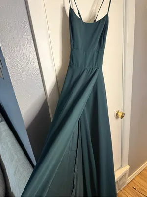 Lulu's Deep Emerald Green Strappy Maxi Dress with Side Slit thumbnail 4