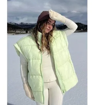 FREE PEOPLE In A Bubble Puffer Vest in Sour Citrus Size Small thumbnail 1