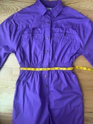 SEA New York Tabitha Purple Jumpsuit Size 00 Game Day Mardi Gras thumbnail 9