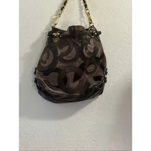 Coach Brooke Inlaid C Leather Suede Large Hobo Shoulder Bag 14340 15x13 thumbnail 3