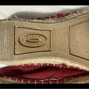 Steve Madden Red Espadrille Flats Womens Size 8 Slip On Canvas Shoes Preowned thumbnail 8
