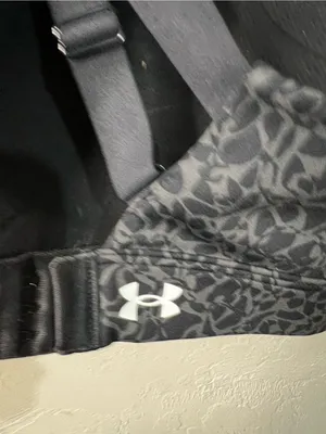 Under Armour Black Gray Abstract Print Fitted Athletic Sports Bra Strappy thumbnail 5