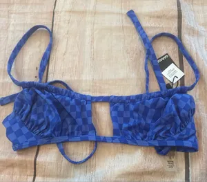 Garage Woman’s Bikini Top NWT Blue Checkered Size XS thumbnail 1