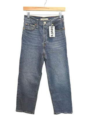 Levi’s Ribcage Straight Ankle Jeans Women’s Size 26 Blue Medium Wash Denim FLAW thumbnail 1