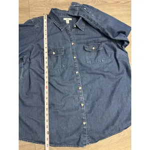 Croft & Barrow 100% Cotton Shirt Plus 1X Blue Denim Button‎ Down Long Sleeve thumbnail 6
