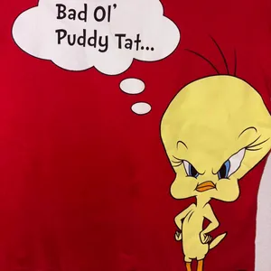 Looney Tunes Tweety Bird “Bad Ol’ Puddy Tat…” Red Graphic T-Shirt thumbnail 2