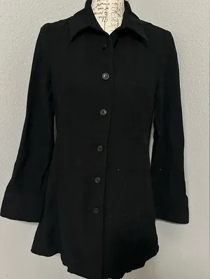 GAP Elegant Black Women's Coat COAT SIZE S in great condition 100% cotton cute 🥰 thumbnail 1