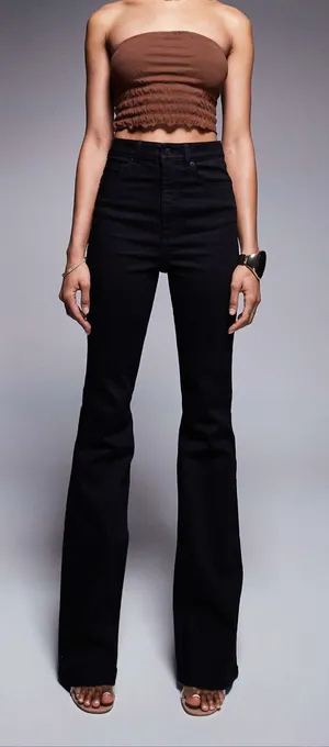 ASOS Design Tall Power Stretch Sculpt Flare Jeans in Black Size 30 Length 34 thumbnail 1