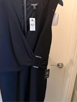 Express Black Sleeveless Wrap Midi Dress with Side Buckle thumbnail 2