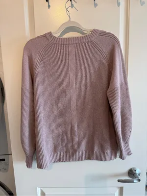 Pink Clover Mauve Crewneck Ribbed Knit Sweater thumbnail 3