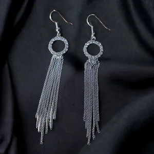 Rhinestone tassel chain earrings thumbnail 1