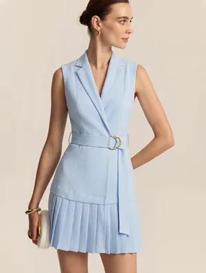 Commence Belted Pleated Sleeveless Blazer Dress thumbnail 1