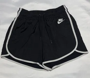 Nike Women's Black Athletic Shorts with White Piping thumbnail 1