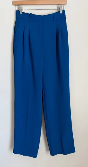 Wilfred Aritzia The Effortless Pant 2 Blue Crepette Pleated Wide Leg thumbnail 1