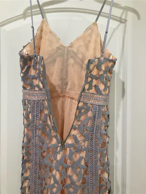 Elliatt Light Grey Lace Maxi Dress with Nude Lining thumbnail 7