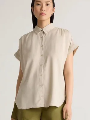 Quince Shale Tan Vintage Wash Tencel Camp Button Down Top thumbnail 1