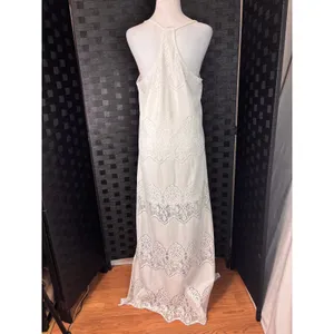 Lace Maxi Shift Dress Womens M White Boho‎ Bridal Wedding Beach Party Ethereal thumbnail 4