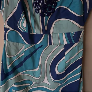 Gretchen Scott Beaded Dress Sz S Blue Sleeveless Sheath thumbnail 5
