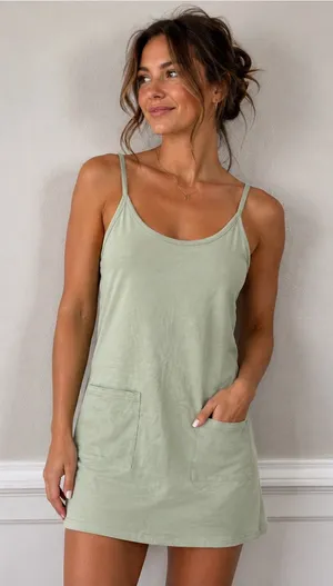 Sage Green Hotshot Mini Dress thumbnail 1