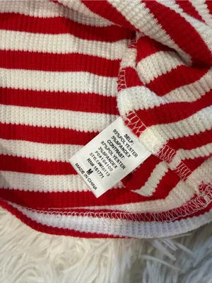 Le LIS Red & White Striped Ribbed Tank with Navy Trim thumbnail 3