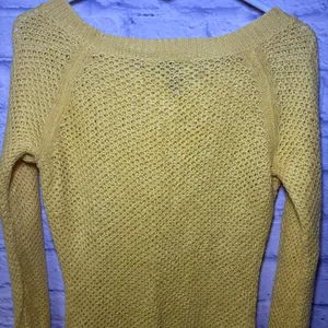 Lauren Ralph Lauren Open Knit Highlighter Yellow Sweater Medium Linen Blend thumbnail 9