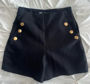 Zara Black Women's Shorts with Gold Buttons thumbnail 1
