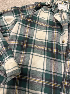 Denim & Flower Classic Green Plaid Women’s Flannel Shirt thumbnail 2