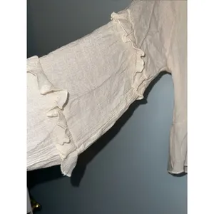 Women’s altar’d state cream tie front long sleeve ruffled sleeve blouse boho thumbnail 6