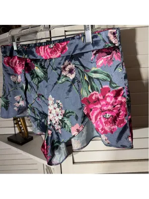 Victoria's Secret satin floral shorts pj bottom sexy boho fairy festival sz L thumbnail 4