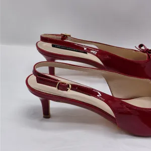 French Connection Slingback Heels Womens Size 10 Red Patent Pointed Toe Pumps thumbnail 6