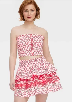 Roller Rabbit x Target Women's Floral Smocked Peplum Tank Top and skirt thumbnail 1
