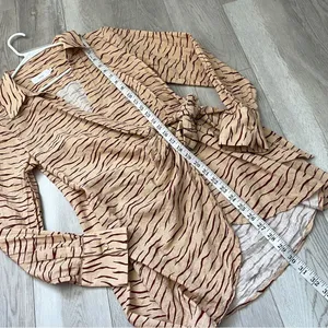 Onia Printed Dress cotton animal wrap shirt mini womens Orange small resortwear thumbnail 7