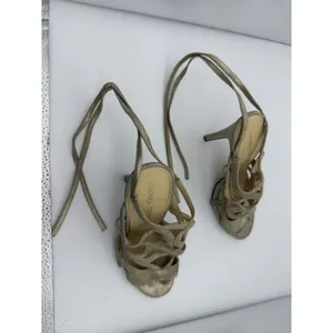 Ivanka Trump 4.25" Heels Womens 7.5 Beige Stiletto Tie Strappy Wedding Party thumbnail 7