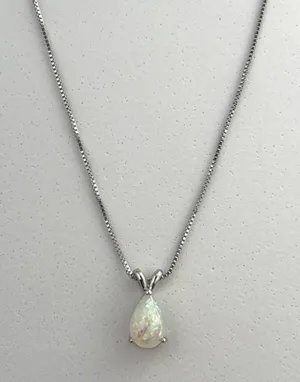 Opal Teardrop Shape Pendant Necklace for Women thumbnail 1