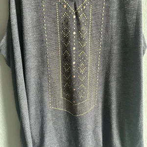 🩶Knox Rose Charcoal Grey and Good Sparkle Embellished V-neck Tank Top thumbnail 4