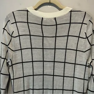 NWT Halogen Contemporary Plaid Checkered Stretch Button Down Cardigan Sweater Md thumbnail 7