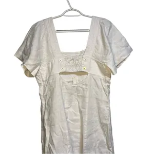 Madewell Linen Square Neck Short Sleeve Mini SZ 8 Little White Dress Bride Smock thumbnail 11